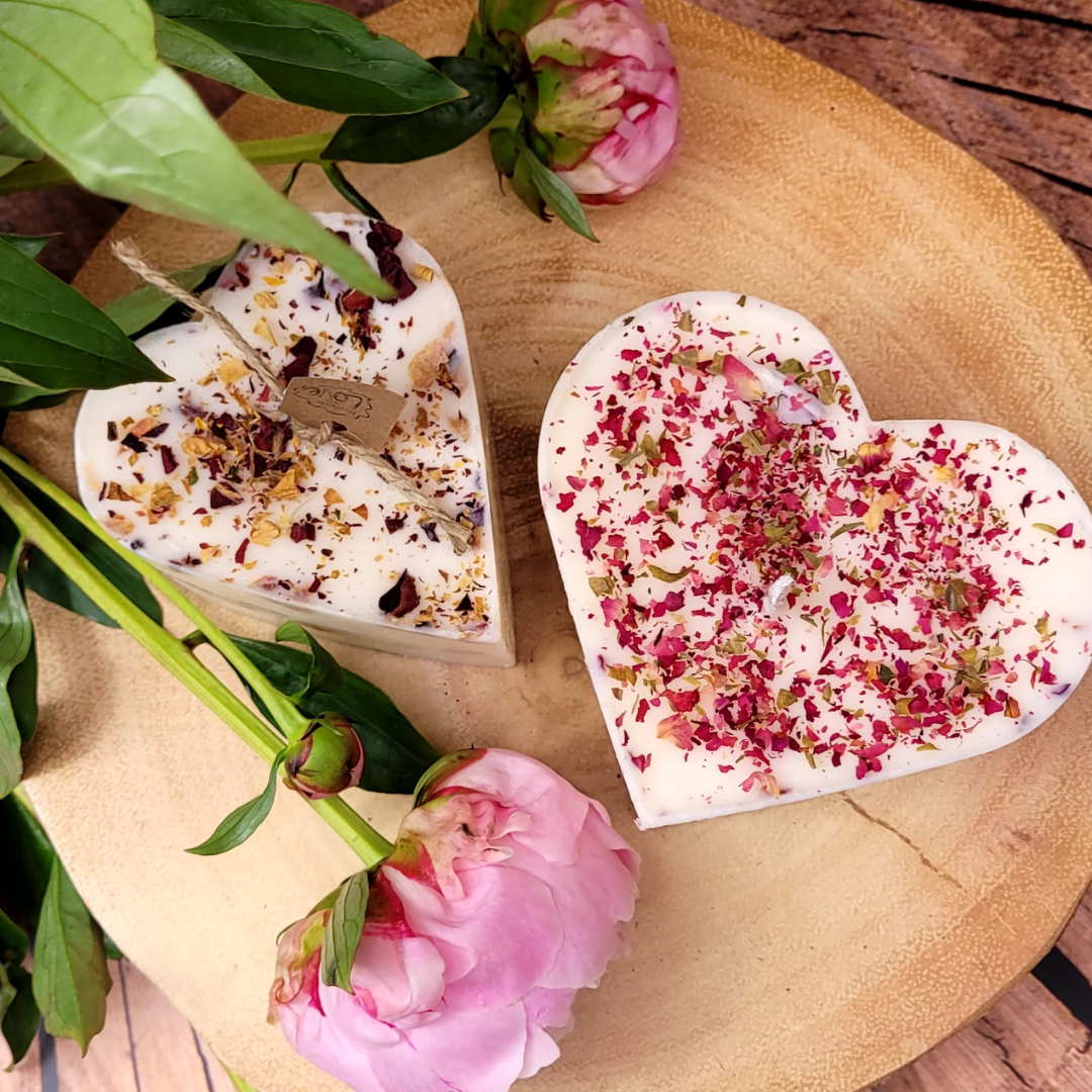 Heart Candles With Rose Petals